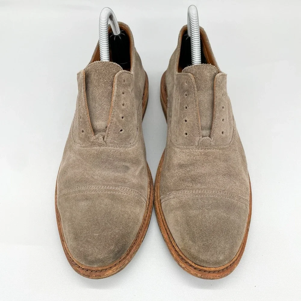 Frye Mens 7D Paul Bal‎ Cap Toe Oxfords Shoes Gray Suede Casual Slip On Loafer